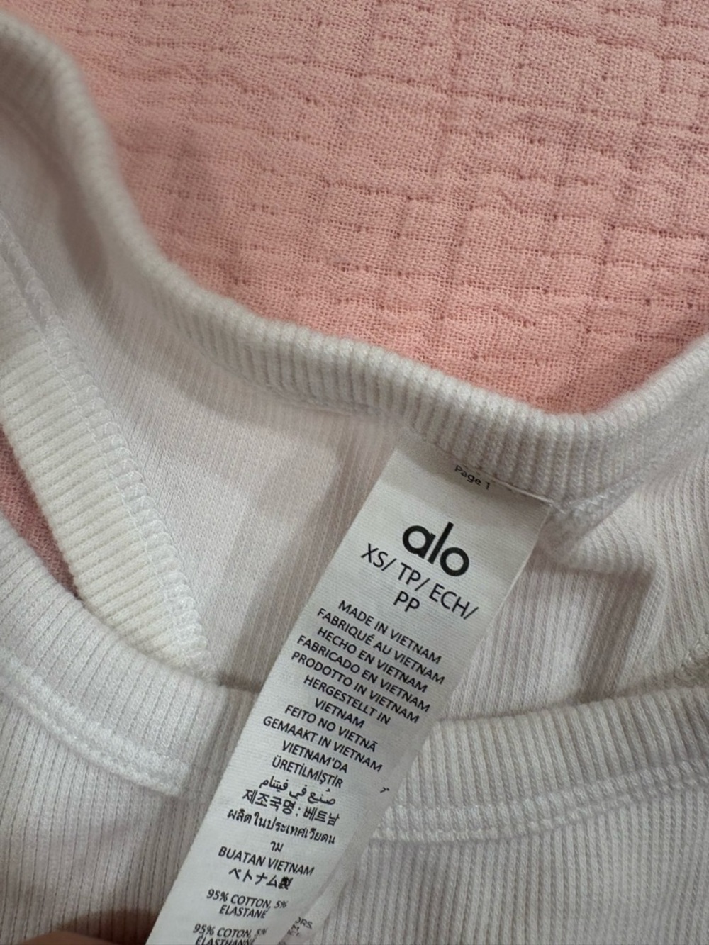 ALO Yoga White Ribbed Tank Top